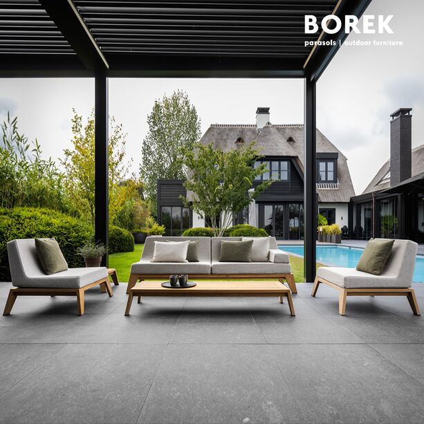 Groes rollbares Borek Loungesofa mit Kissen fr Garten und Terrasse - Hybrid Loungesofa