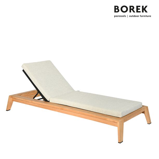 Gepolsterte Gartenliege aus Teak mit Rdern und verstellbarer Rckenlehne - Borek - Hybrid Lounger