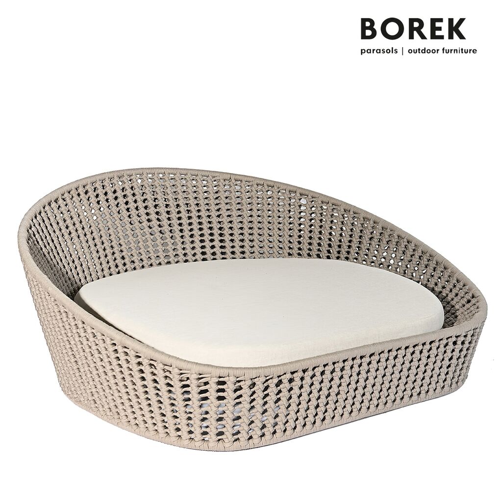 Geflochtenes Outdoor Sonnenbett in grau mit Aluminiumgestell - Vigo Tagesbett