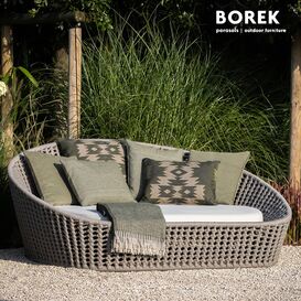 Geflochtenes Outdoor Sonnenbett in grau mit...