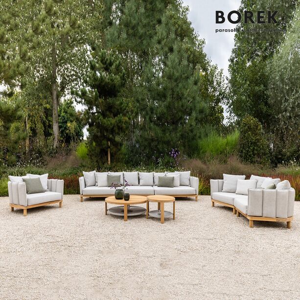 Großes gepolstertes Loungemodul für den Garten oder die Terrasse aus Teak - Borek - Softline Loungemodul