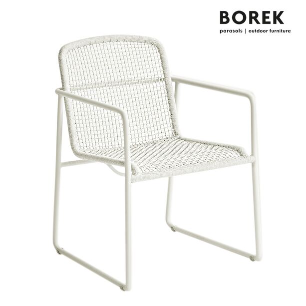 Weißer Gartenstuhl aus Aluminium mit Armlehnen von Borek - Mira Stuhl
