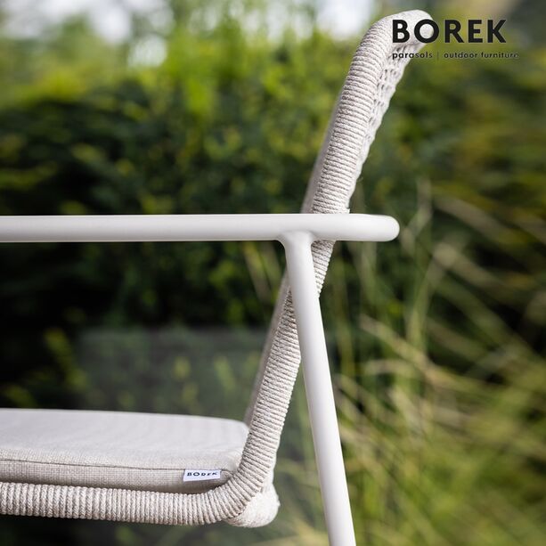 Weißer Gartenstuhl aus Aluminium mit Armlehnen von Borek - Mira Stuhl