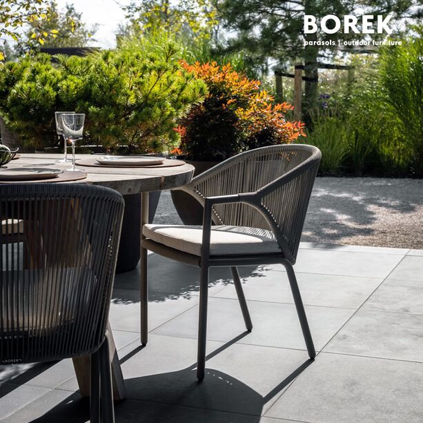 Wetterfester Borek Gartenstuhl in grau aus Aluminium  - Madeira Stuhl