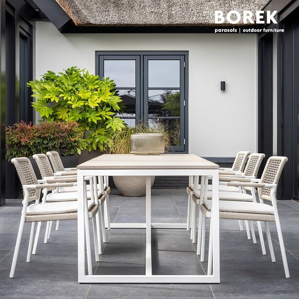 Weißer Aluminium Gartenstuhl mit Geflecht aus Ardenza - Borek - Espinho Stuhl