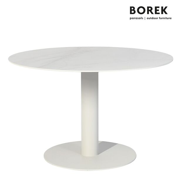 Runder Gartentisch aus Edelstahl mit Tischplatte aus Dekton - Borek - Peniche Gartentisch