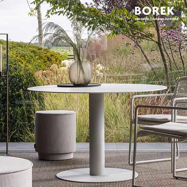 Runder Outdoor Esstisch aus Edelstahl und Dekton von Borek - Peniche Gartentisch