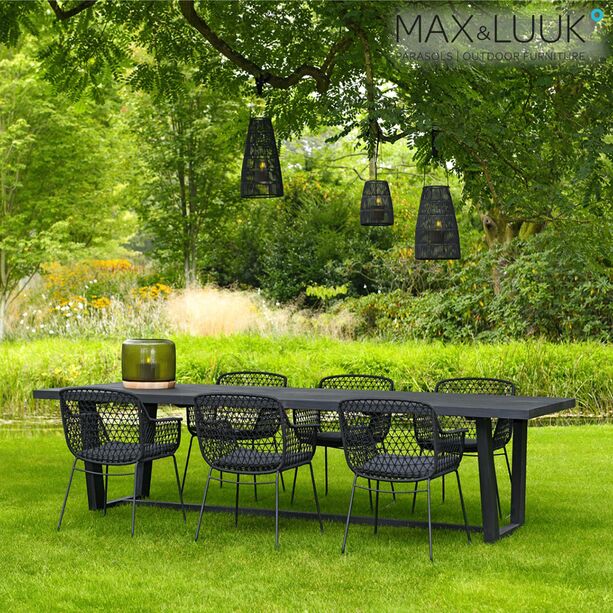 Geflochtener Gartensessel aus Stahl mit Armlehnen von Max & Luuk - Austin Stuhl