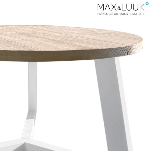 Runder Gartentisch aus Aluminium mit Teakholz Platte - Max & Luuk - Dylan Tisch