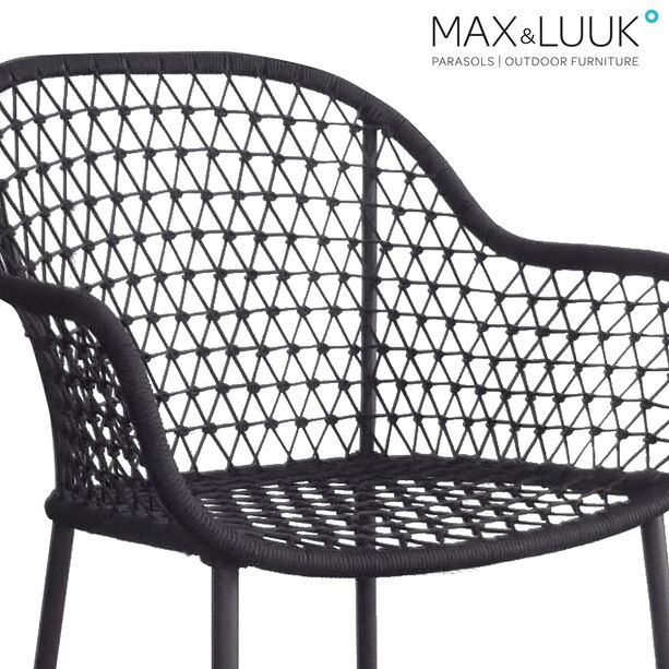 Hoher Geflecht Gartenstuhl aus Aluminium von Max & Luuk für den Outdoor Essbereich - Anna Stuhl