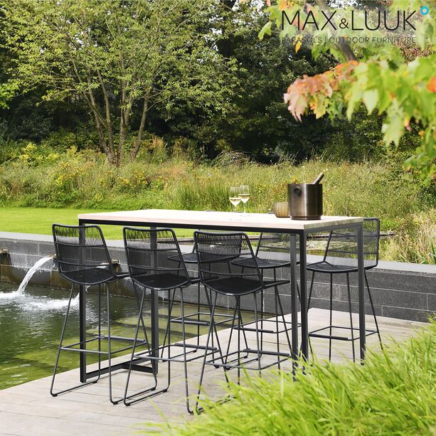 Hoher Geflecht Gartenstuhl aus Aluminium von Max & Luuk für den Outdoor Essbereich - Anna Stuhl