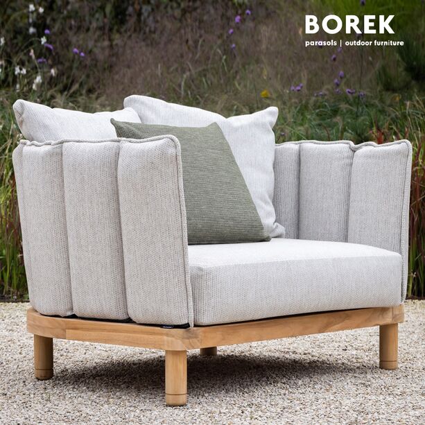 Borek Garten Loungesessel inklusive  Sitz- und Dekokissen - verschiedene Farben - Softline Loungechair / Beige