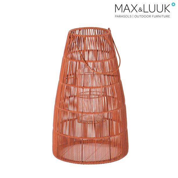 Orange Gartenlaterne aus Aluminium und Geflecht mit Kerzenhalter aus Glas - Max & Luuk - Mace Laterne / 51x31cm (HxDm)