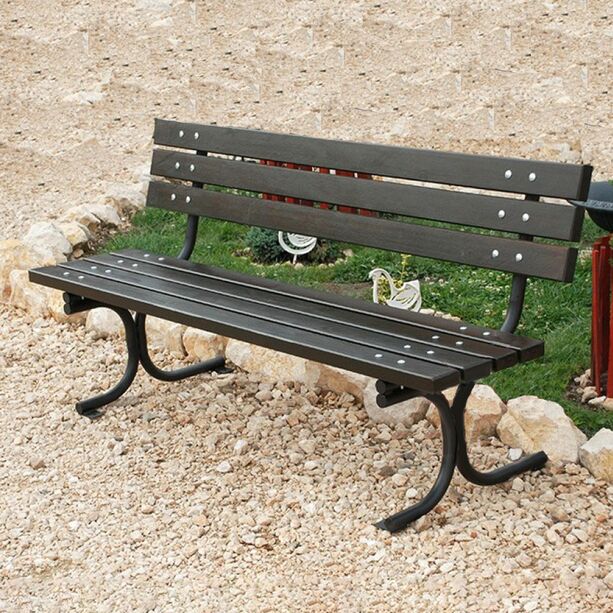 Schlichte Sitzbank aus Metall und Holz ohne Armlehne für Stadt und Garten - Even