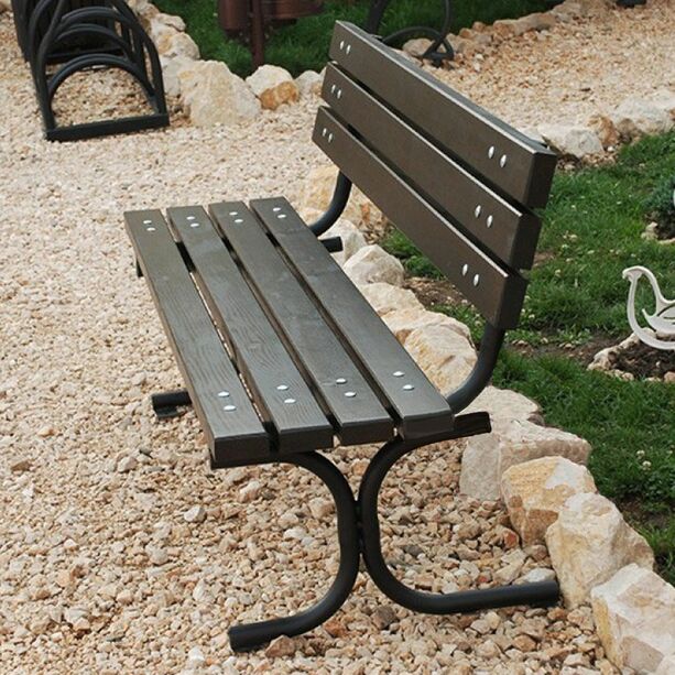 Schlichte Sitzbank aus Metall und Holz ohne Armlehne für Stadt und Garten - Even