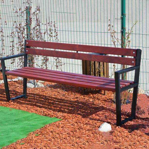 Minimalistische Sitzbank aus Holz und Metall für Garten und Stadt - Filippa