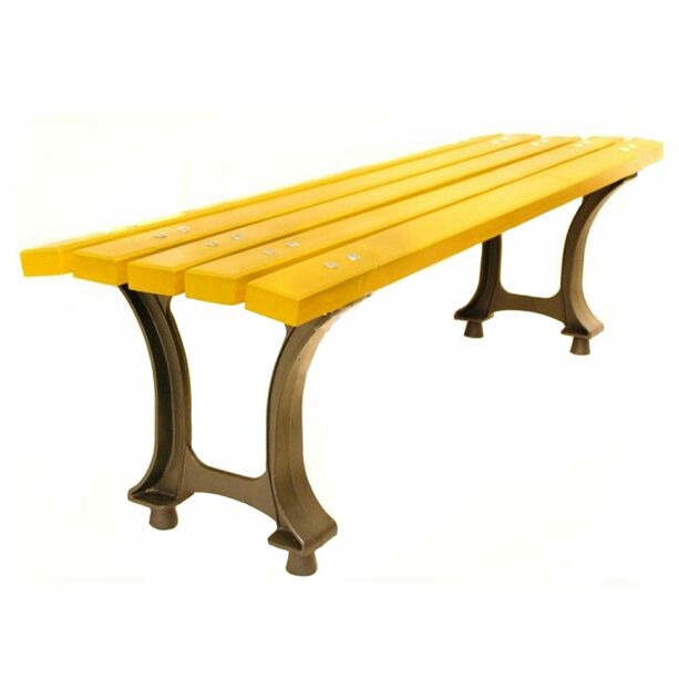 Schlichte Sitzbank aus Holz und Metall ohne Rückenlehne - Flemming
