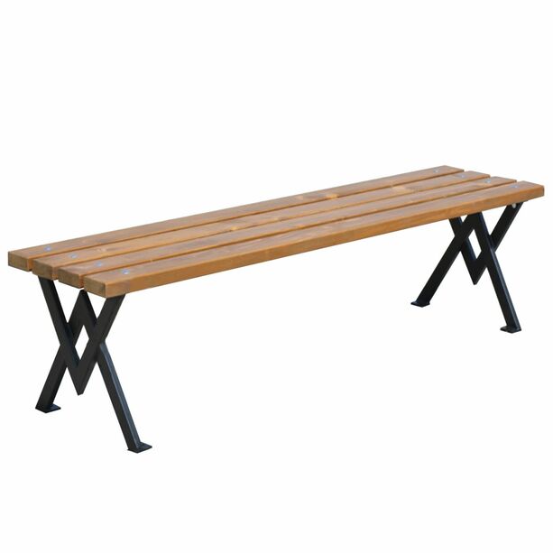 Moderne Sitzbank aus Metall und Holz ohne Arm- und Rückenlehne - Gitte