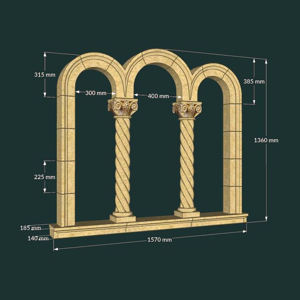 Antikes Fenster fr Gartenruinen mit Bgen - hoch - Crawley Window