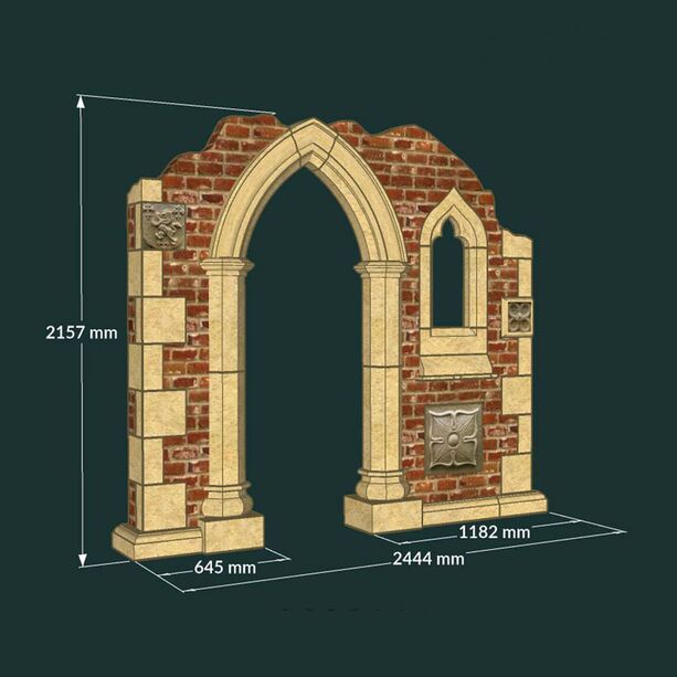 Stein Ruinen Mauer mit Ziersteinen und Bogenfenster - Harrogate Ruin