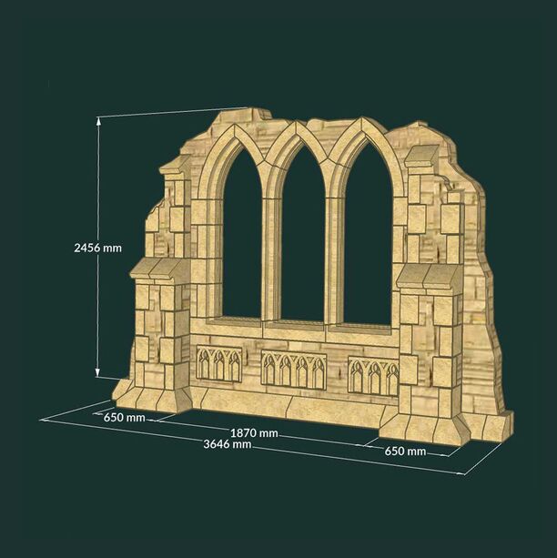 XXL Garten Ruinenmauer mit Naturstein & Fensterbgen - Aldershot Ruin