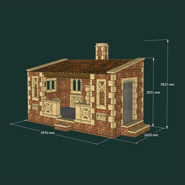 Offenes Gartenhaus im antiken Stil mit Fenstern & Schornstein - Farrington Chimney Lodge
