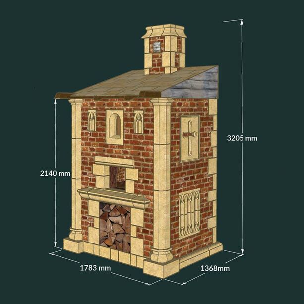 Hoher Stein Gartenofen im antiken Design mit Dekosteinen - Bebington Oven Tall