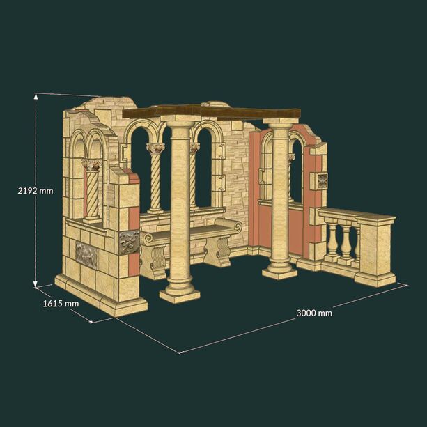 Antiker Ruinen Pavillon mit dorischen Sulen & Balustrade & Bank - Kingswin Hall