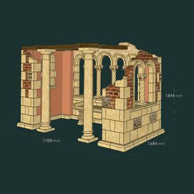 Antiker Ruinen Pavillon mit dorischen Säulen & Balustrade...