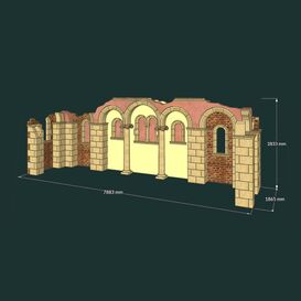 Gartenruine Mauer mit ionischen Sulen & antiken Fenstern...