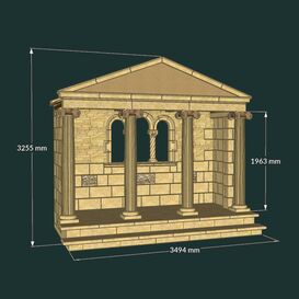 Groer Tempel antik mit ionischen Sulen & Fenster -...