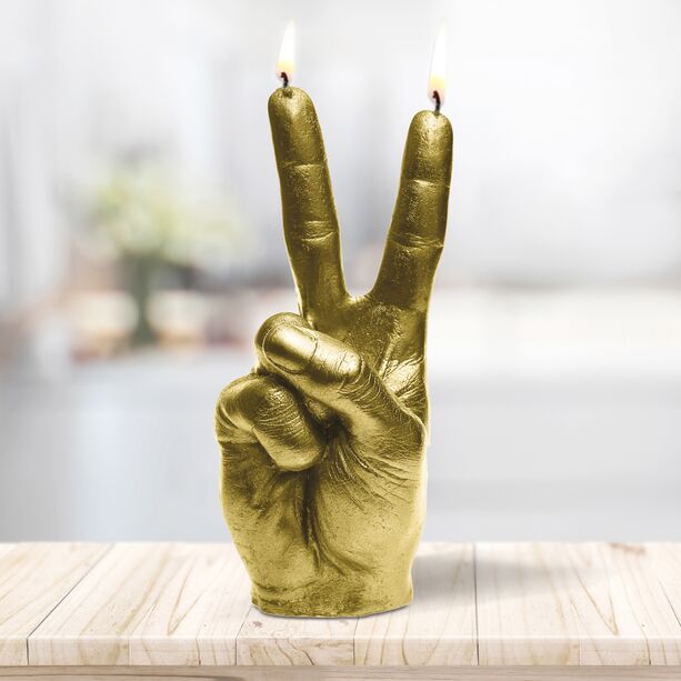 Goldene Hand lebensgro & vegan - detaillierte Handarbeit - Peace Hand