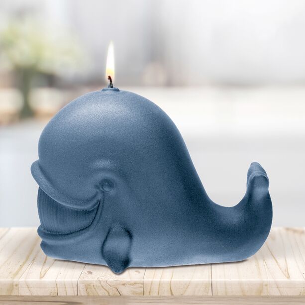 Lachender Wal aus Wachs als vegane Kerzenfigur - Wicko