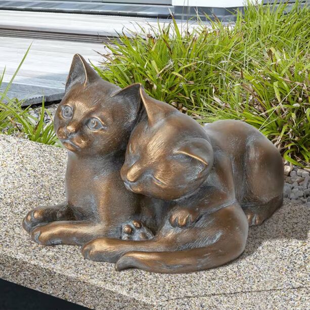 Bronze Garten Katzenskulptur - Liegende Katzenwelpen - Ktzchen