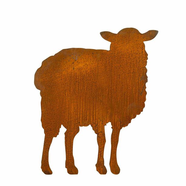Lebensgroe Schaf Tierfigur in Rostoptik aus Eisen - Schaf Gertrud