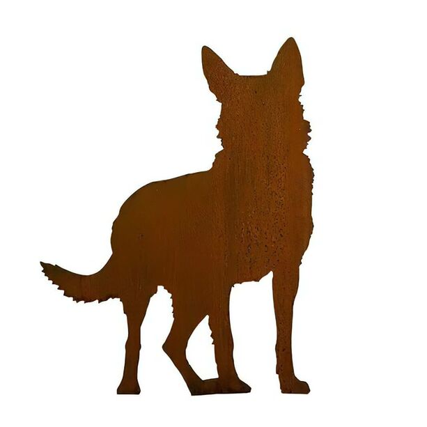 Hundeskulptur stehend in Rostoptik in Lebensgre - Schferhund Rio