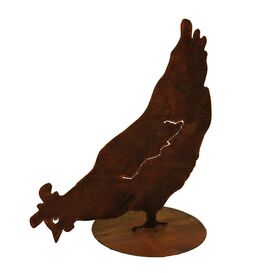 Huhn pickt - Lebensgroe Vogelfigur aus Eisen - Huhn...