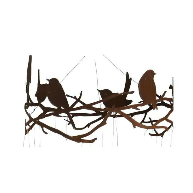 Vgel sitzen auf Zweigenkranz - Besondere Gartendeko zum Aufhngen - Vogelkranz