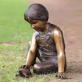 Bronze Figur Junge mit Schildkrte - Aurelius