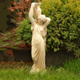 Wetterfeste Mdchen Steinguss Skulptur mit Krug - Carlotta