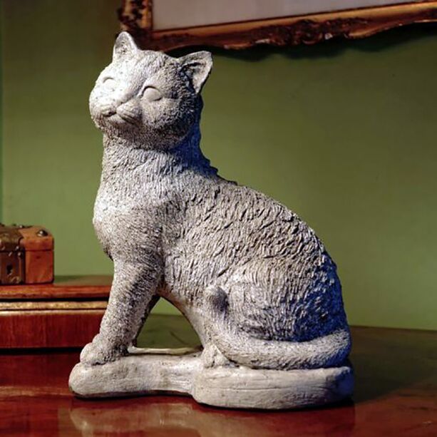 Sitzende Katzen Dekofigur aus Steinguss - Skulptur fr drauen - Clara