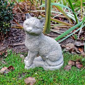 Sitzende Katzen Dekofigur aus Steinguss - Skulptur fr...