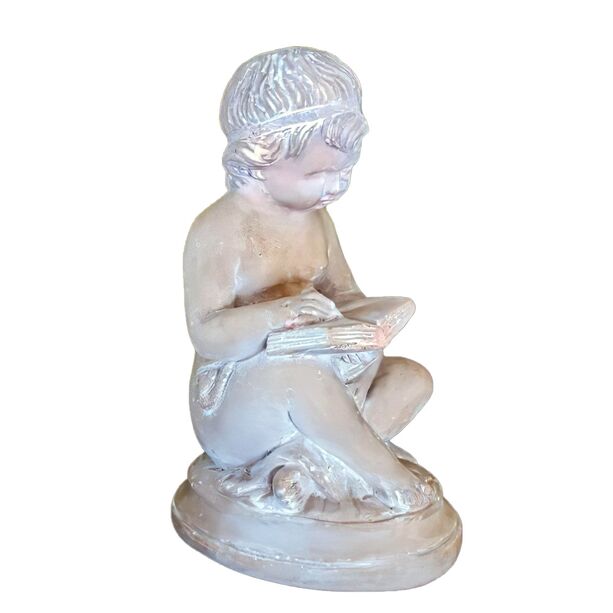 Kleine Steinguss Figur - Sitzendes Mdchen mit Buch - Vivi