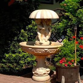 Steinguss Garten Springbrunnen mit Schirm - inklusive...