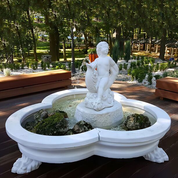 Dekorativer Garten Springbrunnen auf Fen mit Wasserspeier - Junge mit Fisch - Ettore