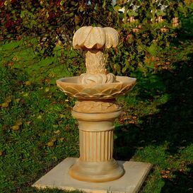 Steinguss Brunnen inklusive Pumpe mit Palme auf...