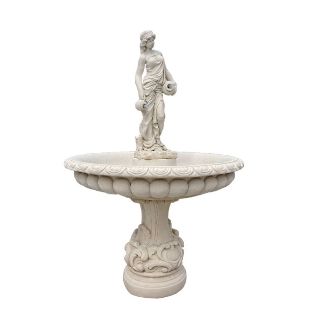 Steinguss Fontne mit Springbrunnen Figur - Mdchen mit Krgen - Caterina