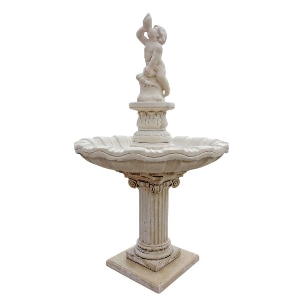 Brunnen fr den Garten im antiken Design - Putte mit Muschel als Wasserspiel - Francesco