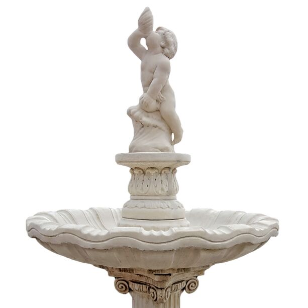 Brunnen fr den Garten im antiken Design - Putte mit Muschel als Wasserspiel - Francesco