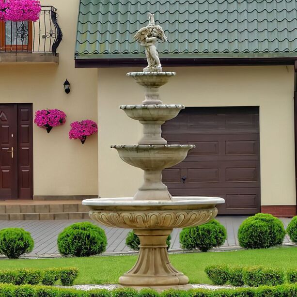 Groer Kaskaden Springbrunnen mit vier Brunnenschalen und Figur - Junge mit Vogel - Ivano